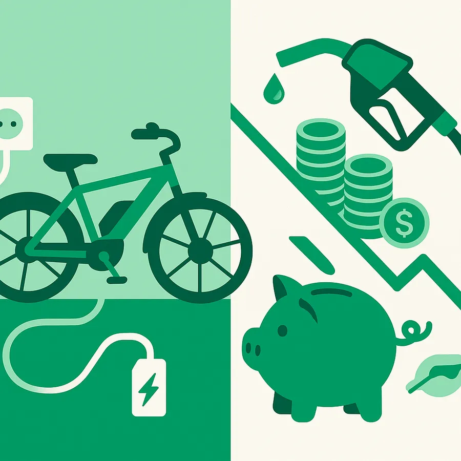 Illustration comparing electric charging costs with rising petrol costs